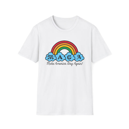 Make America Gay Again! / LGBTQAI Rights : Unisex Softstyle T-shirt