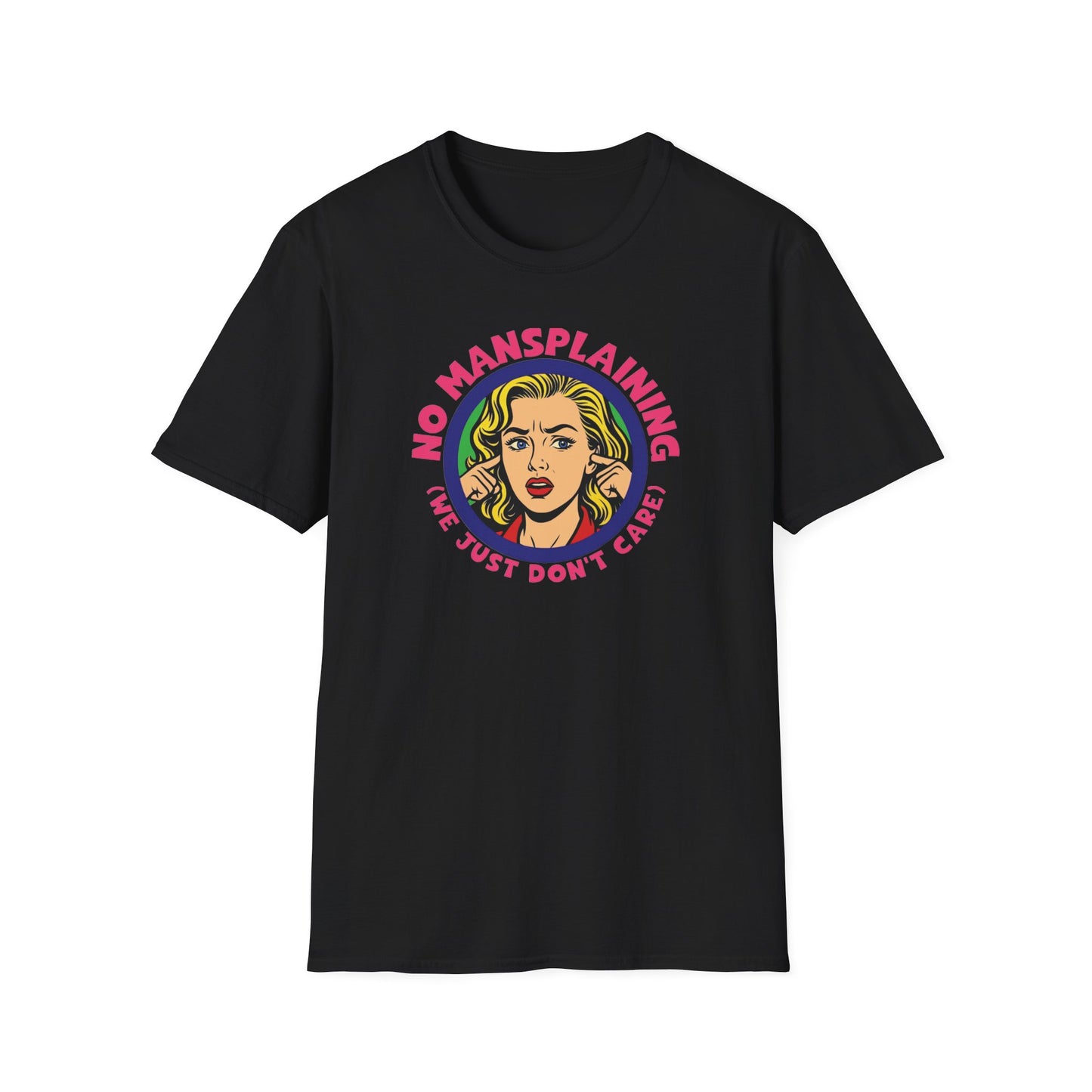 No Mansplaining Feminist Retro/Pop Unisex Softstyle T-Shirt