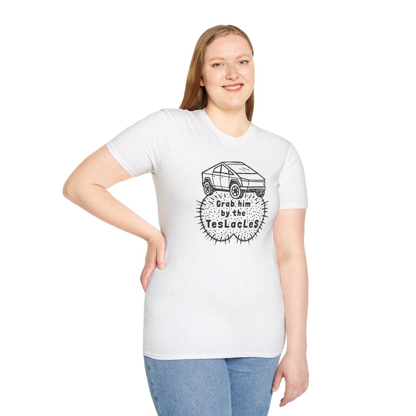 "Grab him by the TESLAcles" Unisex Softstyle T-shirt