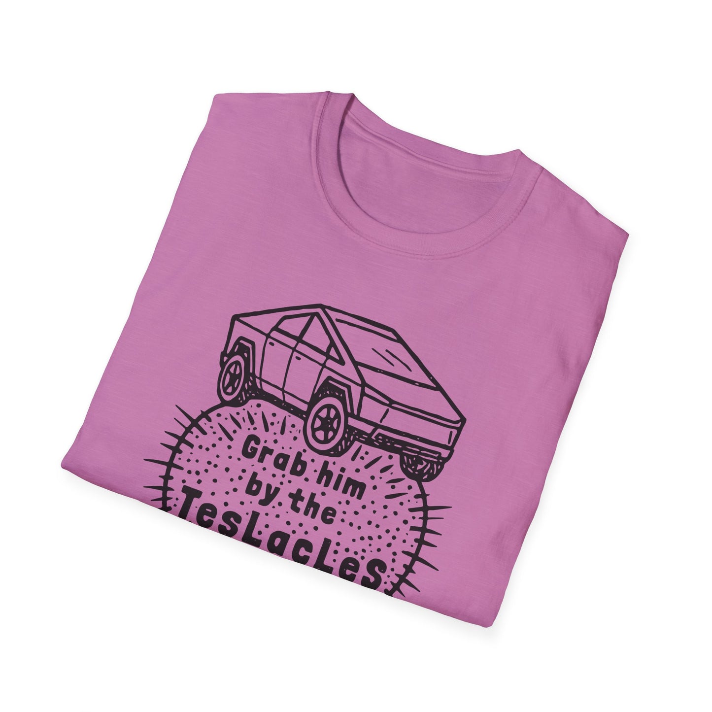Grab him by the TESLAcles / Misogyny and Oligarchy : Unisex Softstyle T-shirt