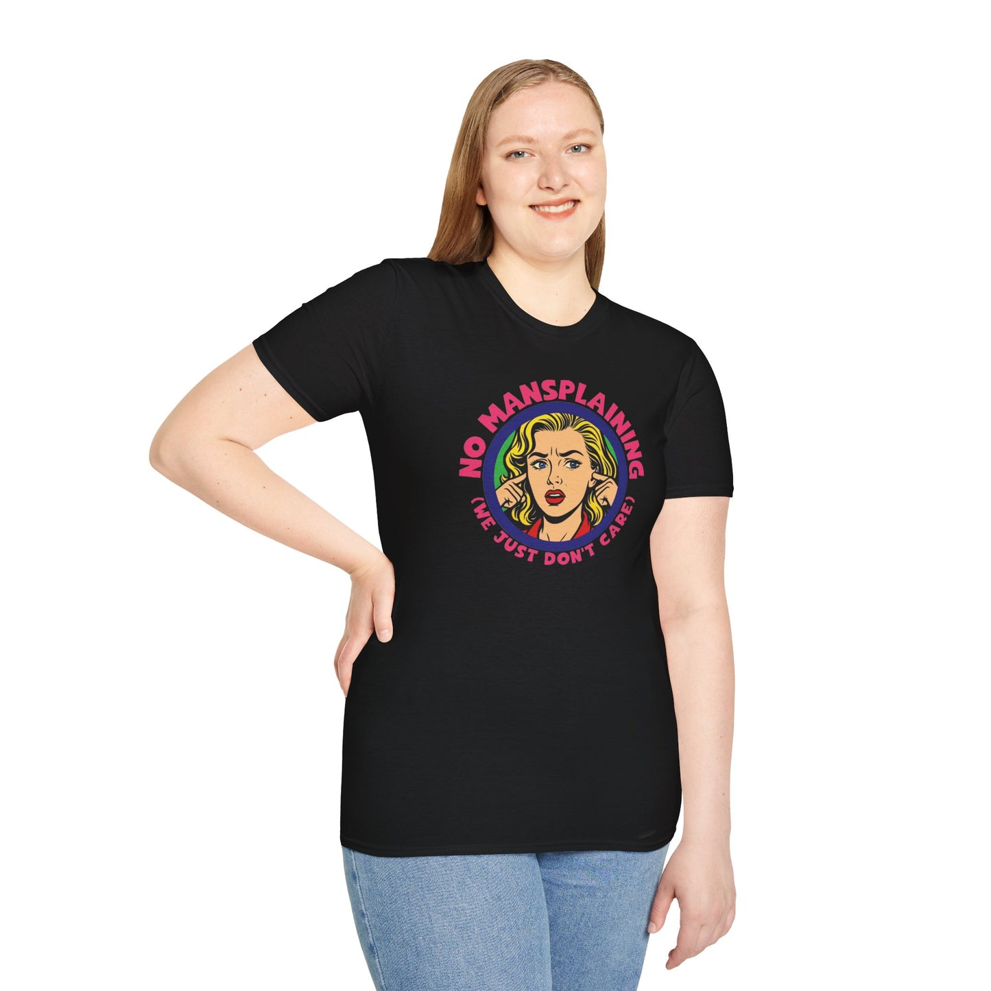 No Mansplaining Feminist Retro/Pop Unisex Softstyle T-Shirt