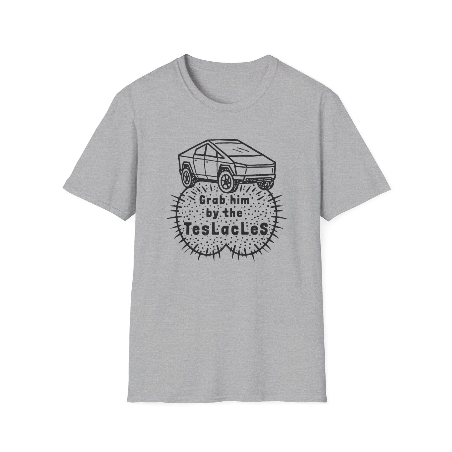 Grab him by the TESLAcles / Misogyny and Oligarchy : Unisex Softstyle T-shirt