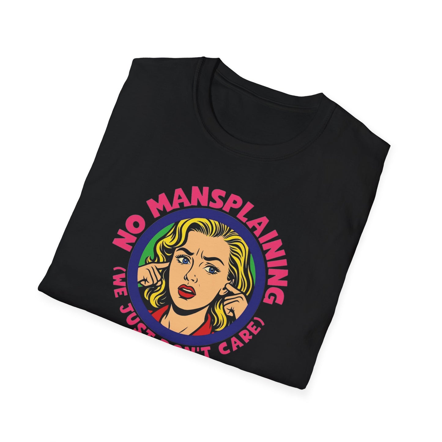 No Mansplaining Feminist Retro/Pop Unisex Softstyle T-Shirt