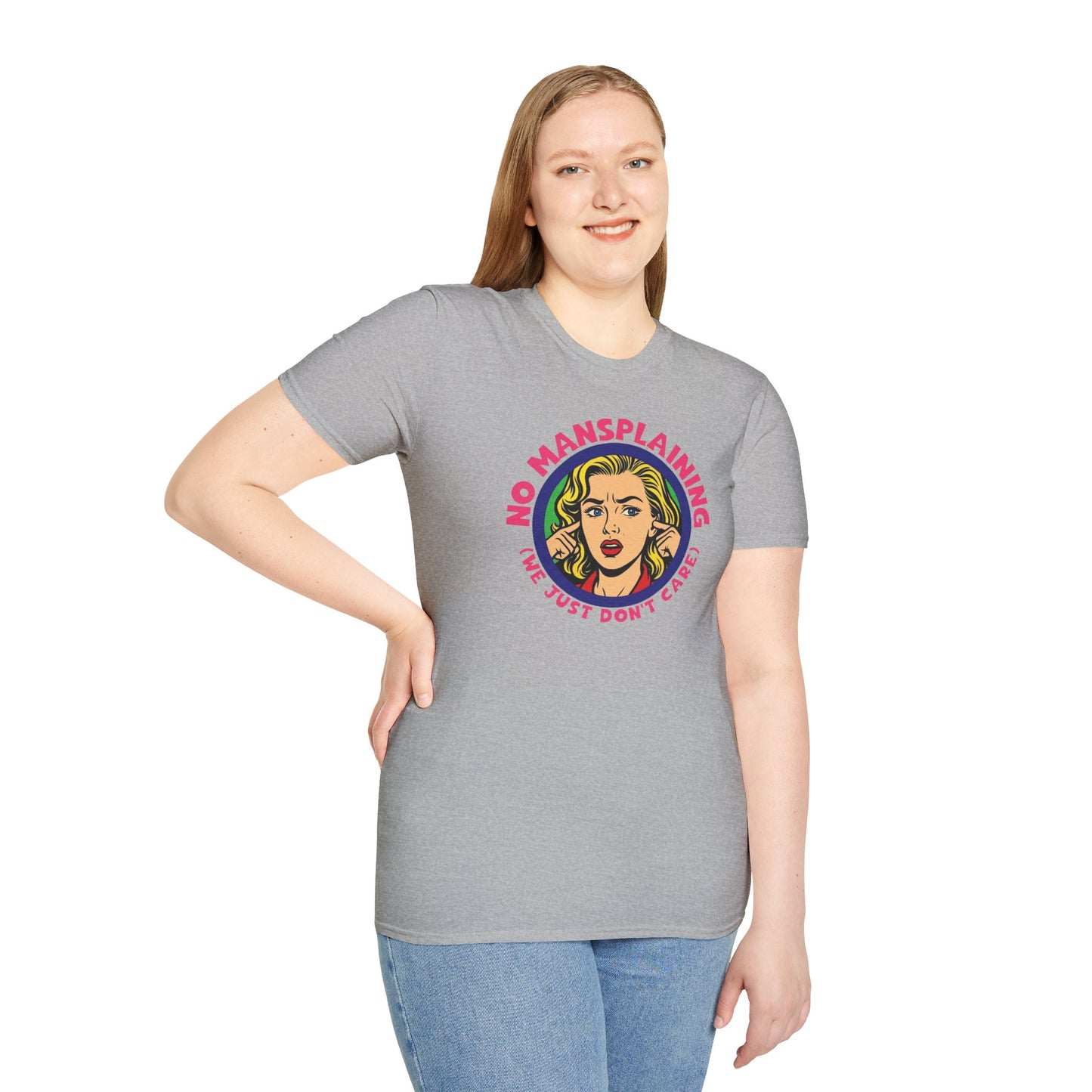 No Mansplaining Feminist Retro/Pop Unisex Softstyle T-Shirt