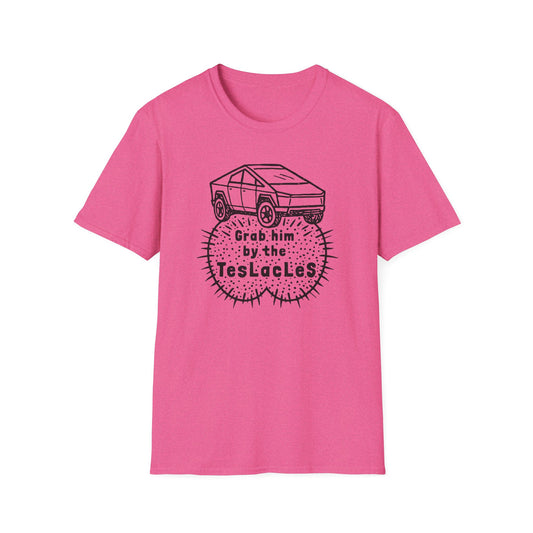 Grab him by the TESLAcles / Misogyny and Oligarchy : Unisex Softstyle T-shirt