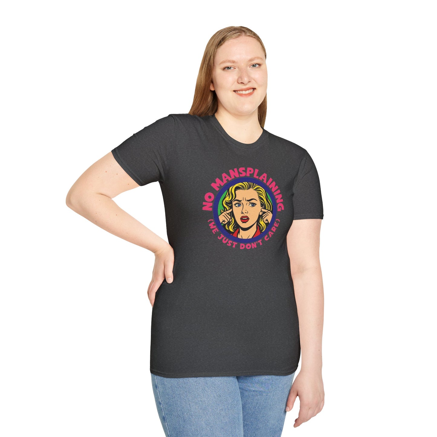 No Mansplaining Feminist Retro/Pop Unisex Softstyle T-Shirt
