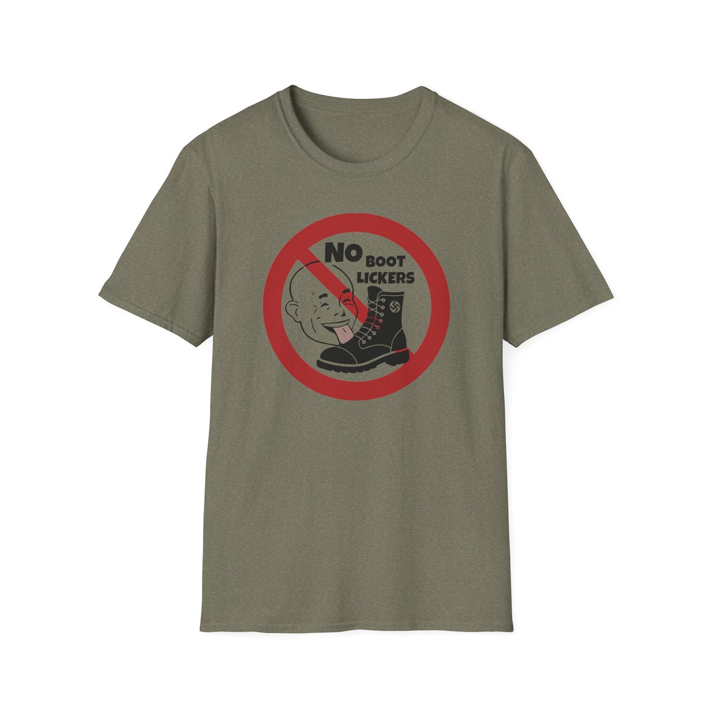"No Boot Lickers" Anti-Authoritarian Unisex Softstyle T-Shirt