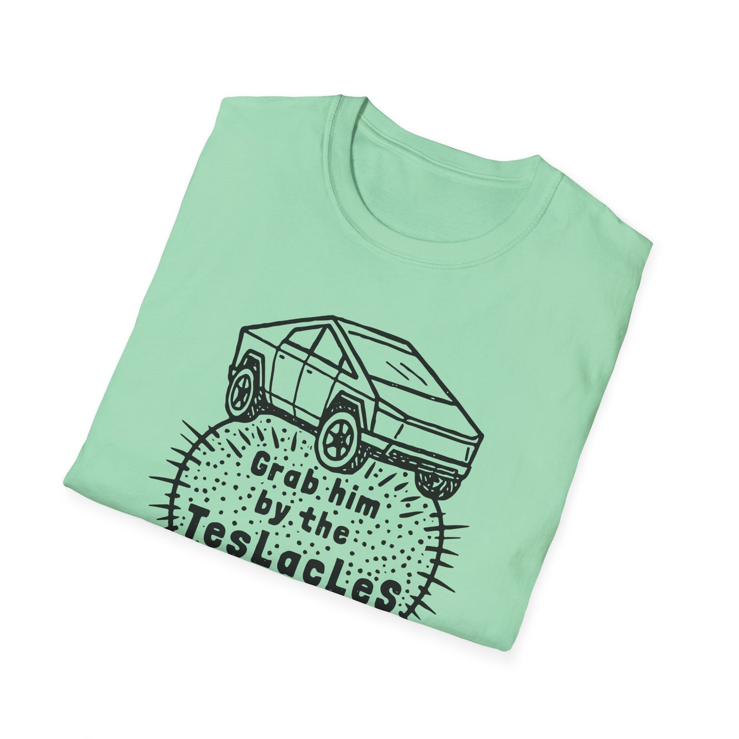 Grab him by the TESLAcles / Misogyny and Oligarchy : Unisex Softstyle T-shirt