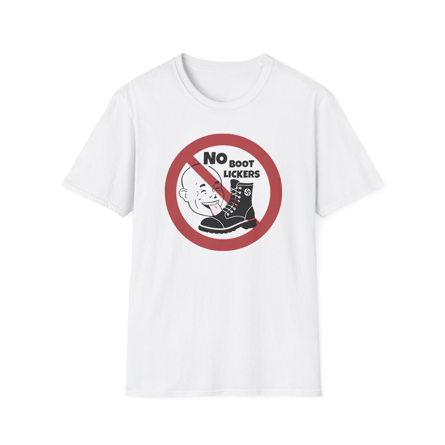"No Boot Lickers" Anti-Authoritarian Unisex Softstyle T-Shirt