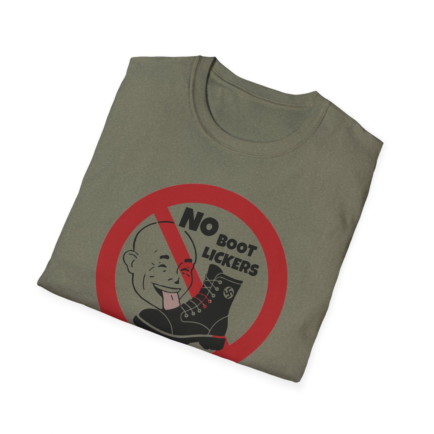 "No Boot Lickers" Anti-Authoritarian Unisex Softstyle T-Shirt