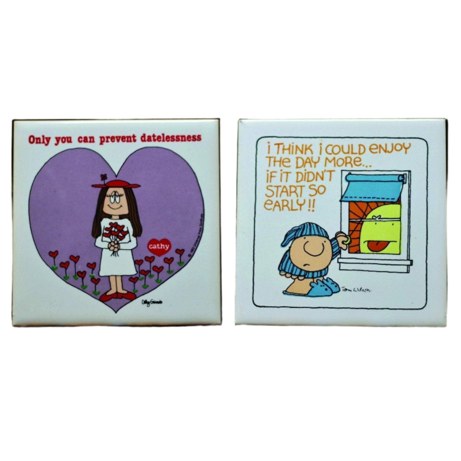 Vintage 1980 era Ziggy & Cathy Decorative Plaques - Curio Memento