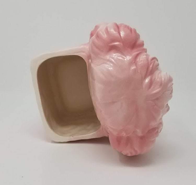 Vintage Cotton Candy Puppy Planter with Baby Blue Bow - Curio Memento