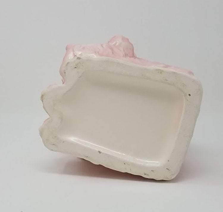 Vintage Cotton Candy Puppy Planter with Baby Blue Bow - Curio Memento