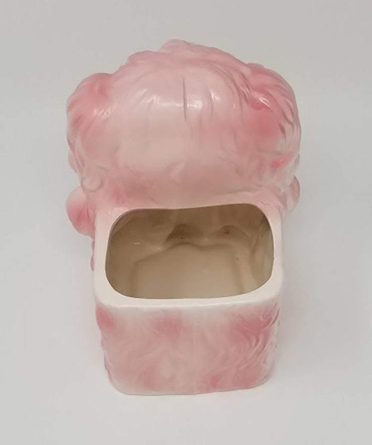 Vintage Cotton Candy Puppy Planter with Baby Blue Bow - Curio Memento