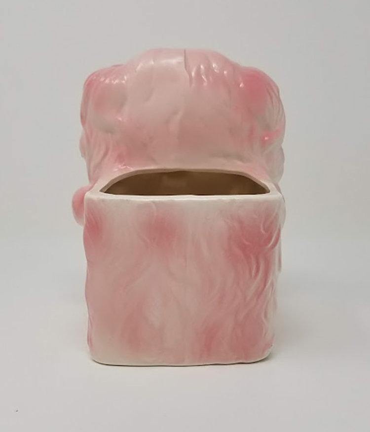 Vintage Cotton Candy Puppy Planter with Baby Blue Bow - Curio Memento