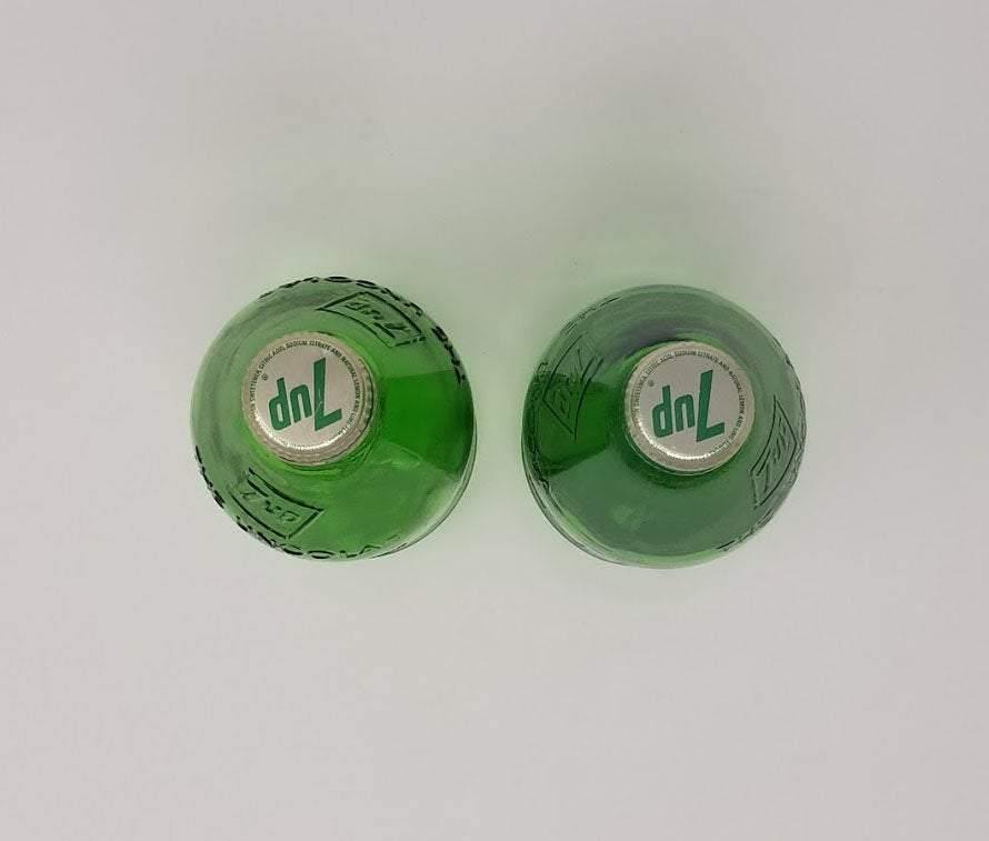 Vintage Bicentenial Green 7up Bottles - Curio Memento