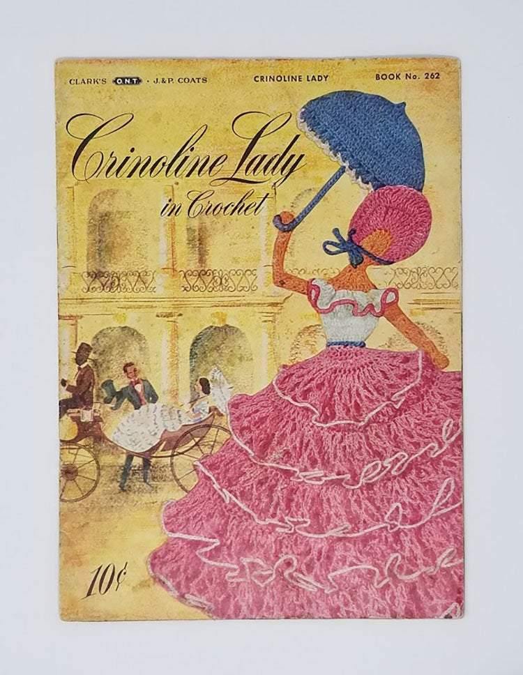 Vintage 1950's era Vintage Crocheted Crinoline Lady with Original Instructions - Curio Memento