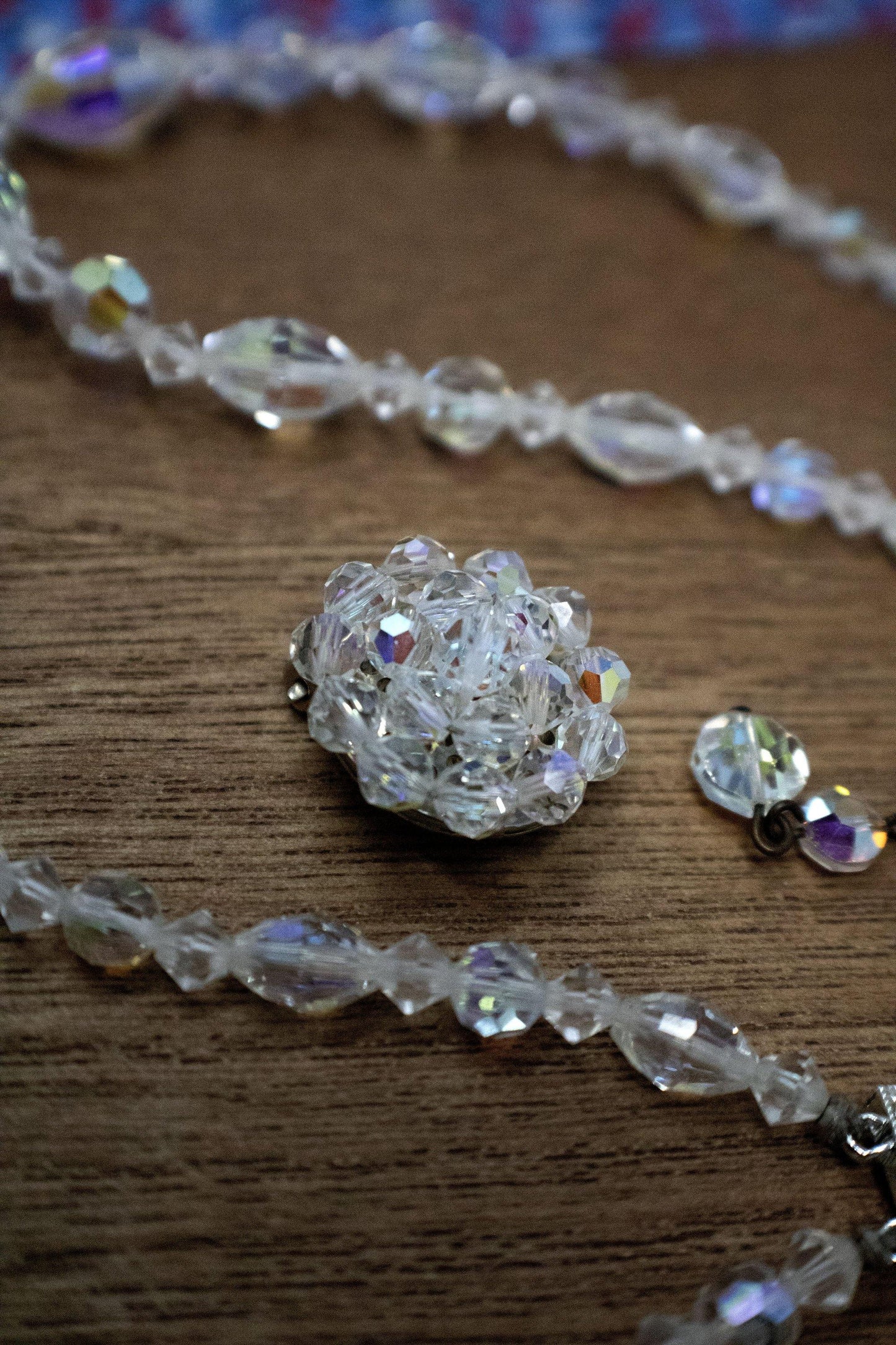 Parure - Beautiful Vintage Double Strand Aurora Borealis Crystal Necklace with Matching Earrings - Curio Memento