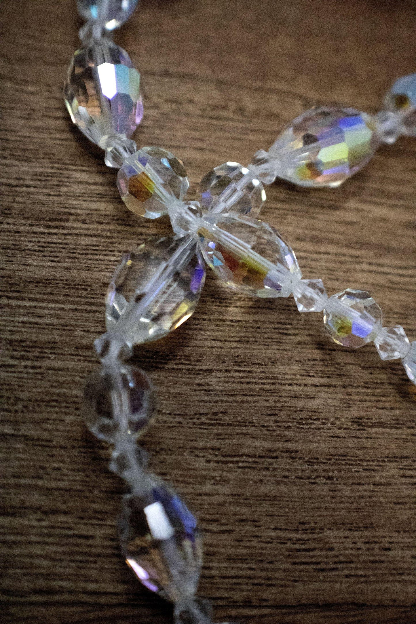 Parure - Beautiful Vintage Double Strand Aurora Borealis Crystal Necklace with Matching Earrings - Curio Memento