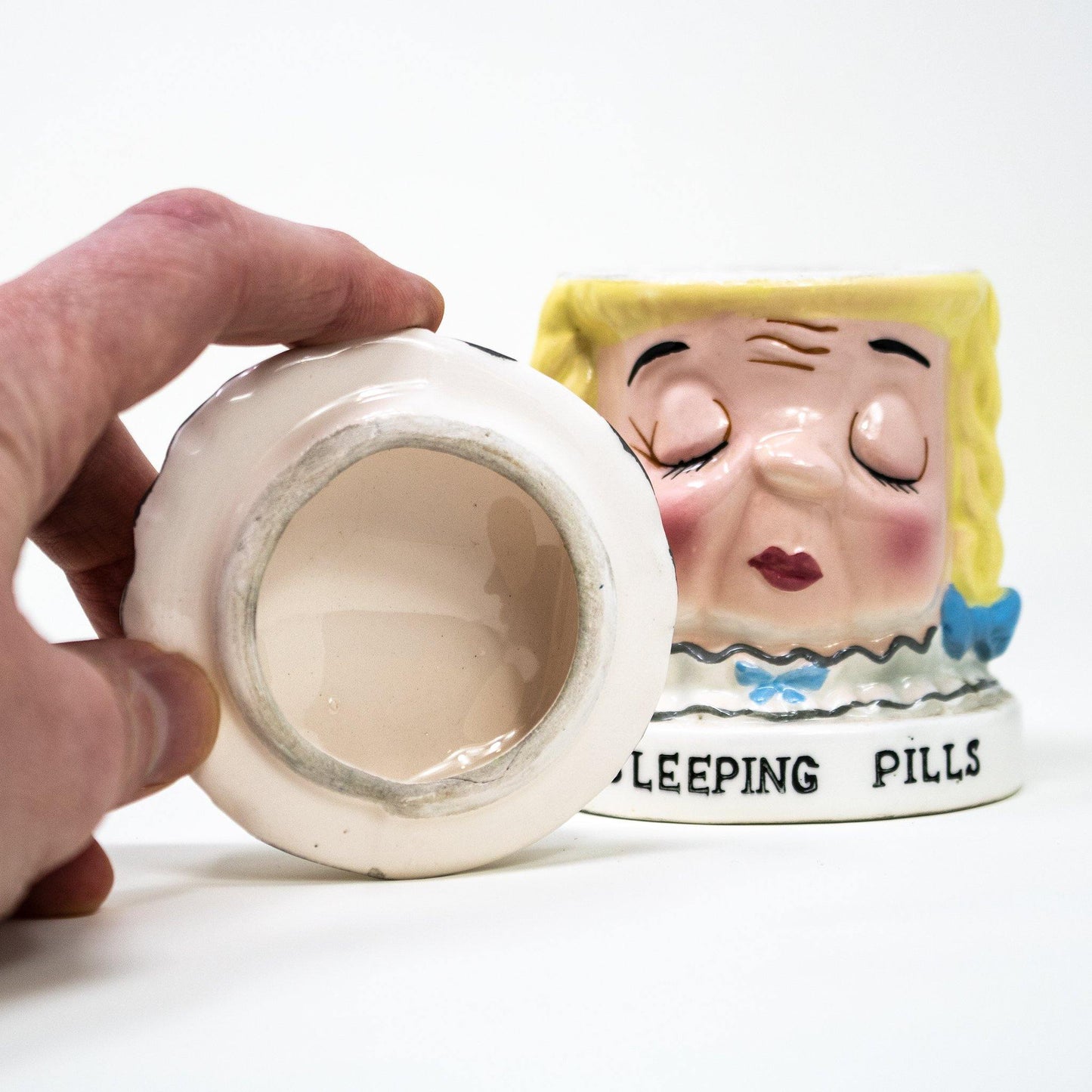 Rare Vintage 1960s era Ceramic Pill Container - Curio Memento