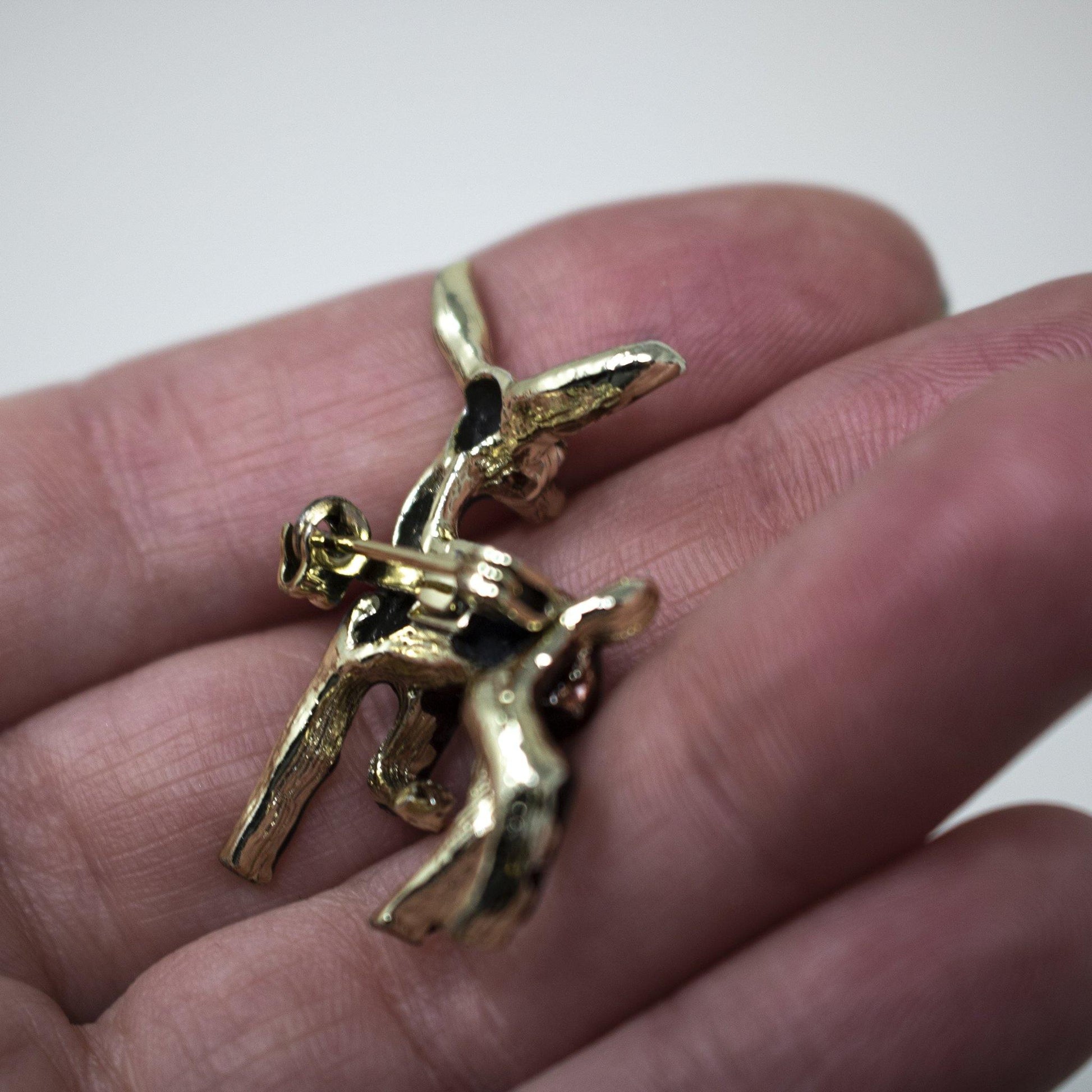 Set of Two Vintage 1960's era Gold Deer Brooches - Curio Memento
