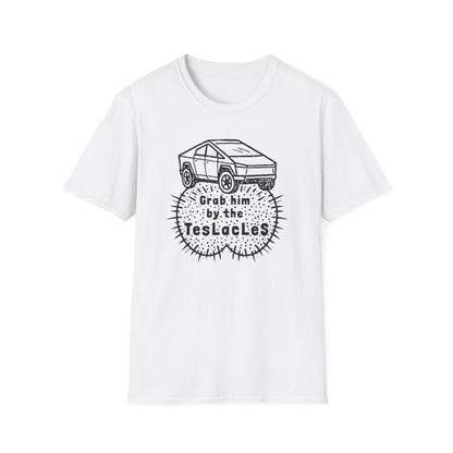 Grab him by the TESLAcles / Misogyny and Oligarchy : Unisex Softstyle T-shirt