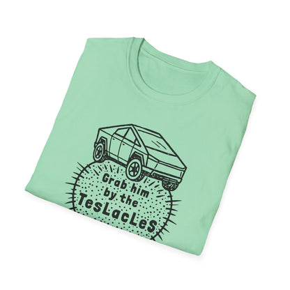 "Grab him by the TESLAcles" Unisex Softstyle T-shirt