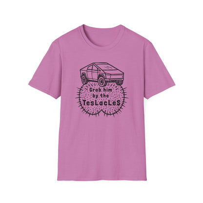 Grab him by the TESLAcles / Misogyny and Oligarchy : Unisex Softstyle T-shirt
