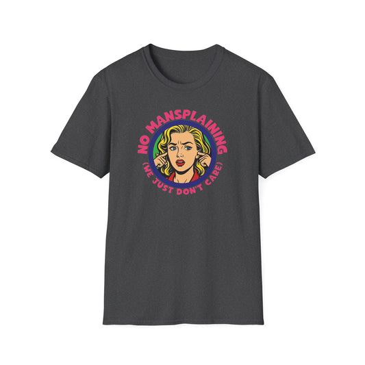 No Mansplaining Feminist Retro/Pop Unisex Softstyle T-Shirt