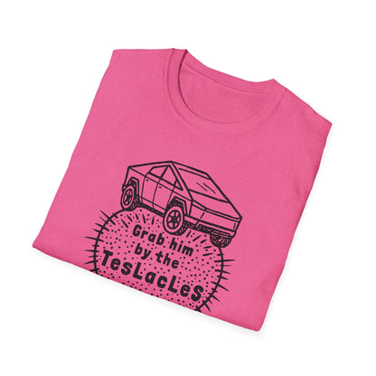 "Grab him by the TESLAcles" Unisex Softstyle T-shirt