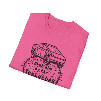 Grab him by the TESLAcles / Misogyny and Oligarchy : Unisex Softstyle T-shirt