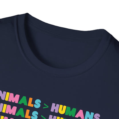 Animals > Humans / Animal Rights / Eco-Consciousness : Unisex Softstyle T-Shirt