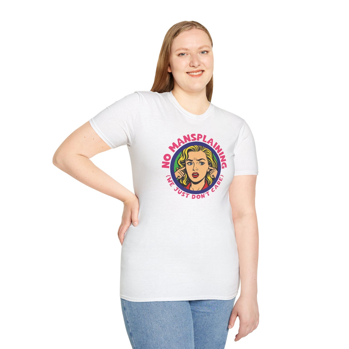 No Mansplaining Feminist Retro/Pop Unisex Softstyle T-Shirt