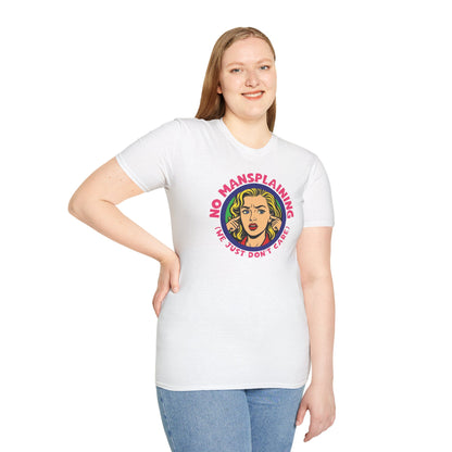 No Mansplaining Feminist Retro/Pop Unisex Softstyle T-Shirt