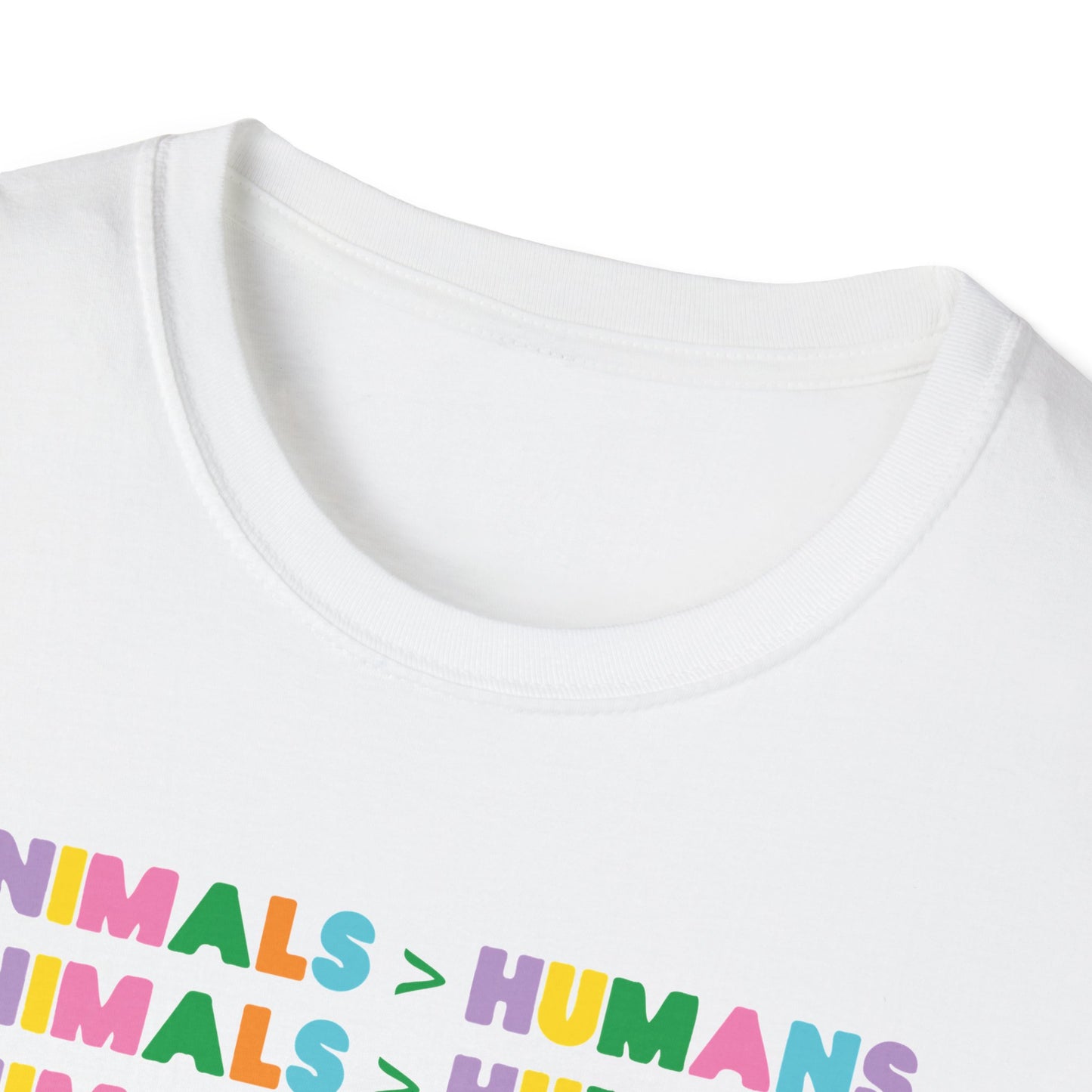 Animals > Humans / Animal Rights / Eco-Consciousness : Unisex Softstyle T-Shirt