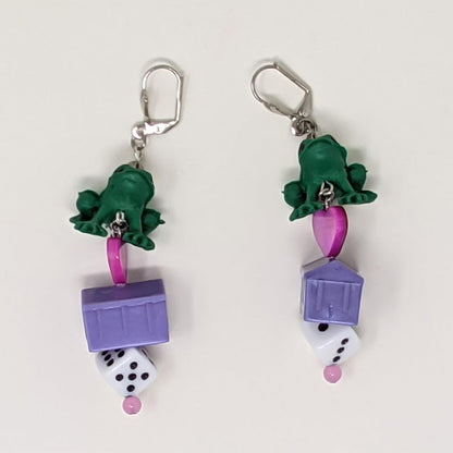 "You Have to Kiss a Lot of Frogs" Dangle Earrings - Curio Memento