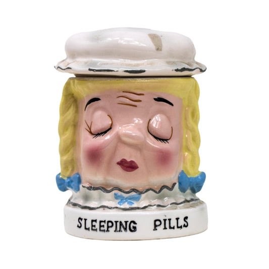 Rare Vintage 1960s era Ceramic Pill Container - Curio Memento