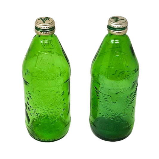 Vintage Bicentenial Green 7up Bottles - Curio Memento