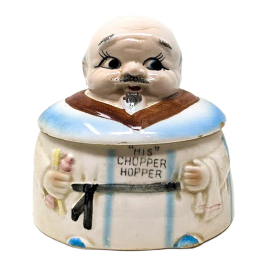 1970's era "His Chopper Hopper" Vintage Ceramic Denture Container - Curio Memento