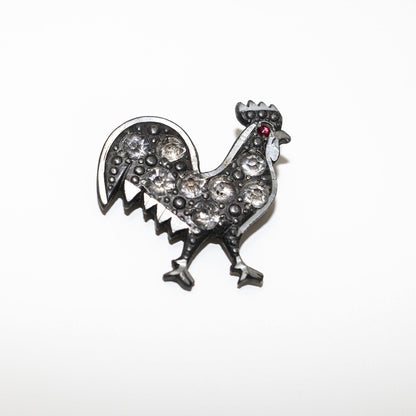 Bejeweled Vintage Rooster Brooch - Curio Memento