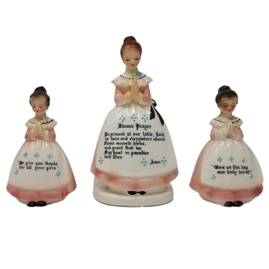 1950-1960 era Enesco Praying Napkin Holder and Salt and Pepper Shakers - Curio Memento