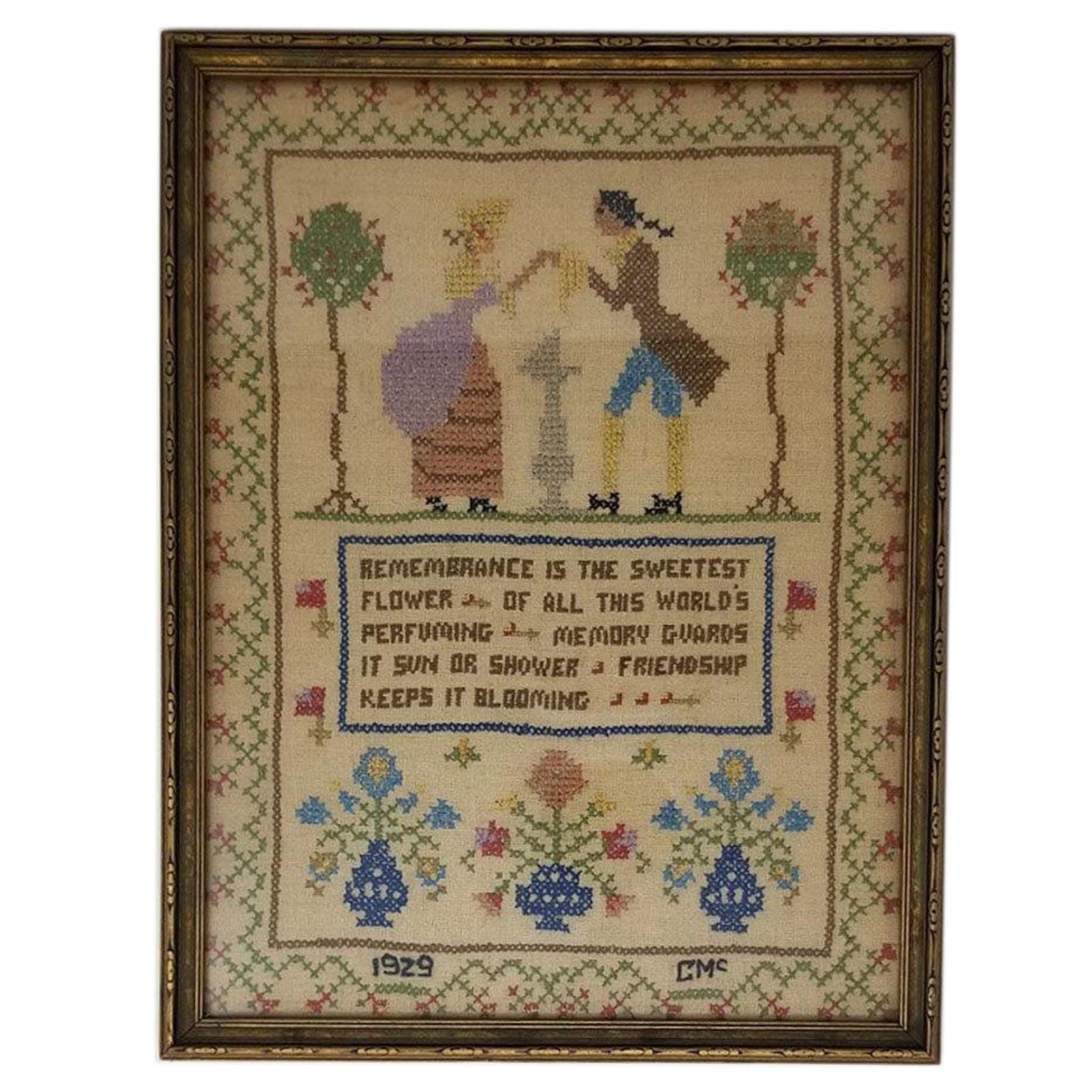 1920's Antique Sampler - Curio Memento