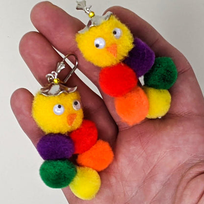 Rainbow Pom-Pom Chick Dangles - Curio Memento