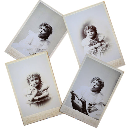 Lot of 4 Vintage Cabinet Cards featuring a Little Victorian era Girl - Curio Memento