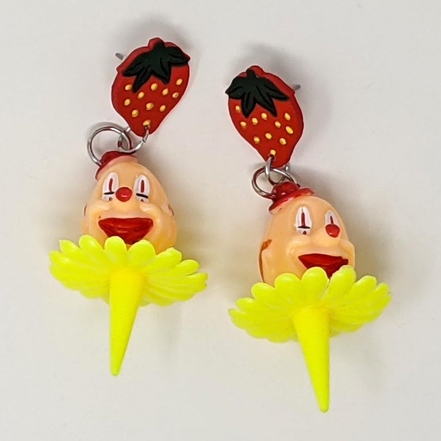 Kitschy Strawberry & Clown Cupcake Topper Dangles - Curio Memento