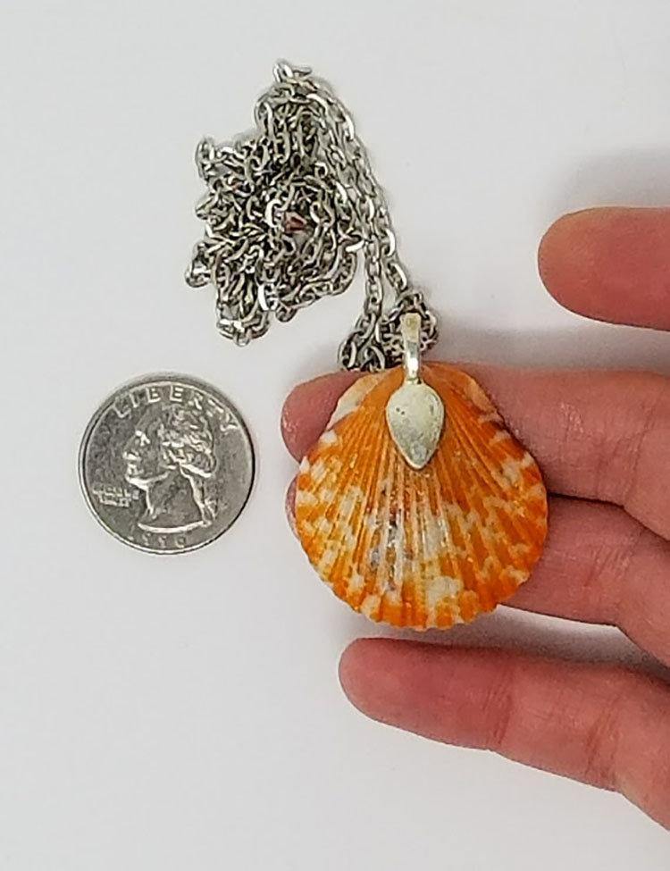 Deer and seashell pendant created using tiny plastic deer, candy sprinkles, sequins and glittered resin - Includes chain - Curio Memento