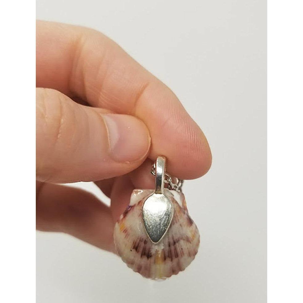 Seashell pendant created using antique miniature angel, candy sprinkles, sequins and resin. Includes 18" chain - Curio Memento