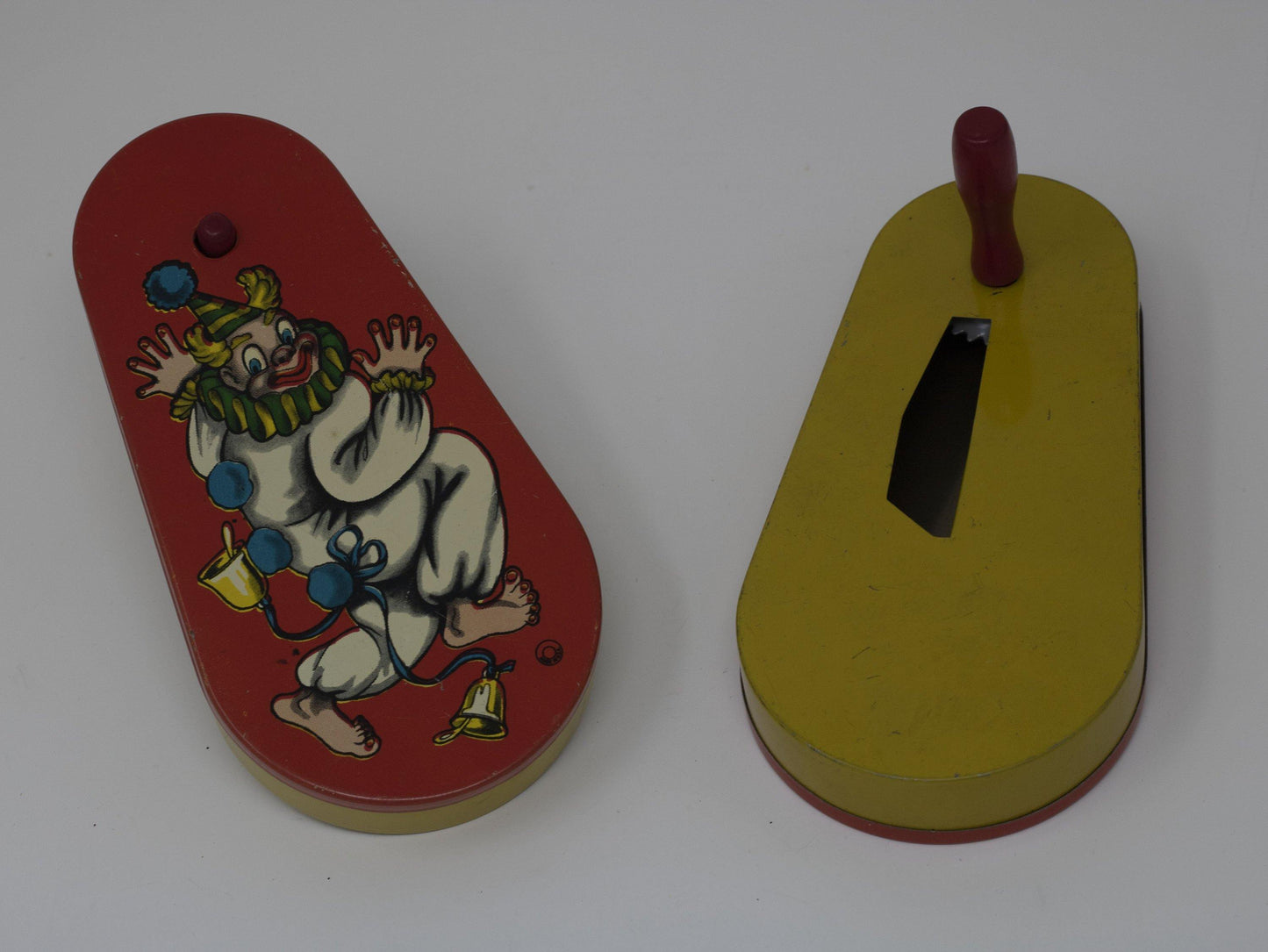 Set of 5 Vintage Circus Themed Litho Tin Metal Noisemakers - Curio Memento