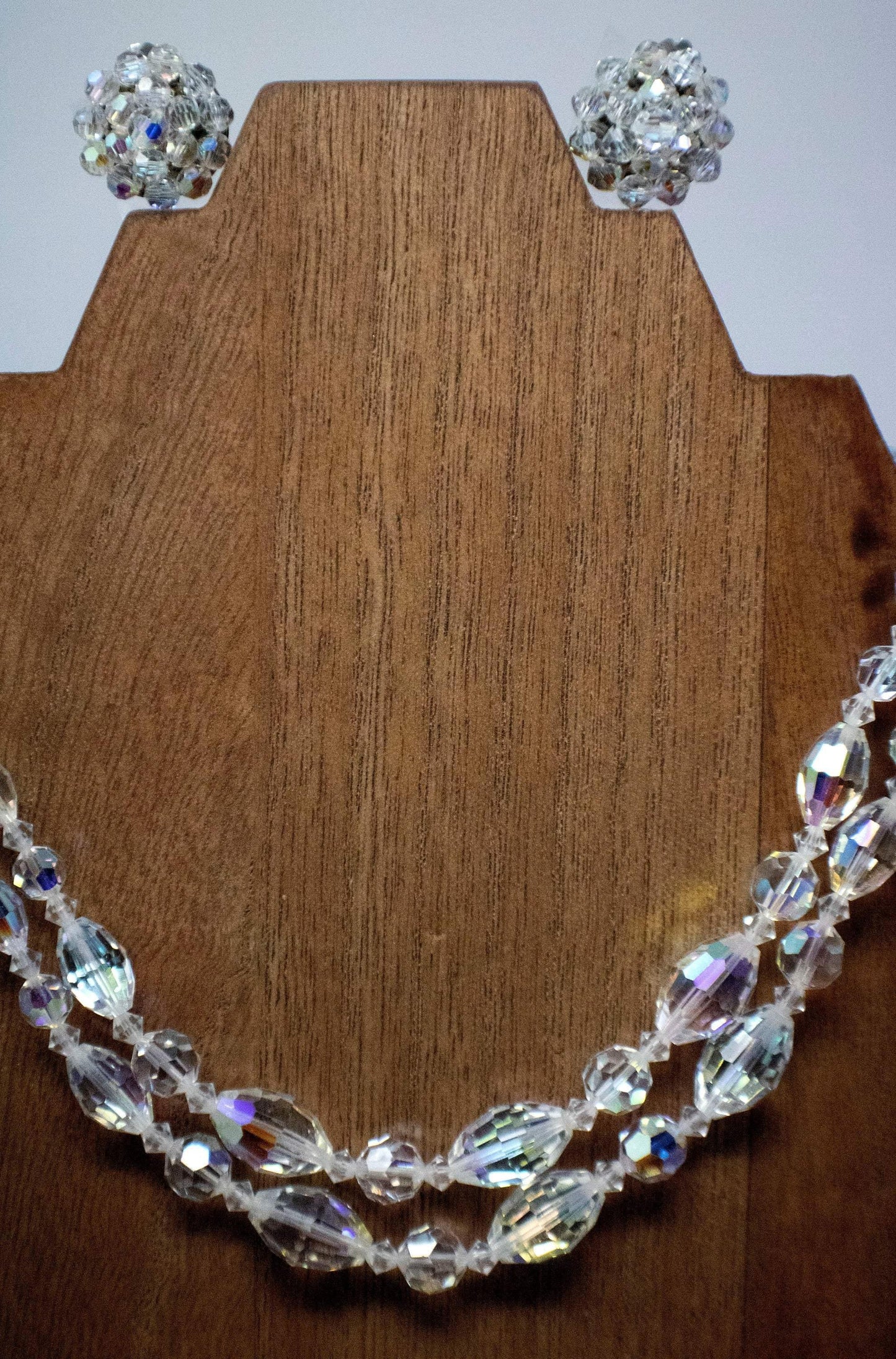 Parure - Beautiful Vintage Double Strand Aurora Borealis Crystal Necklace with Matching Earrings - Curio Memento