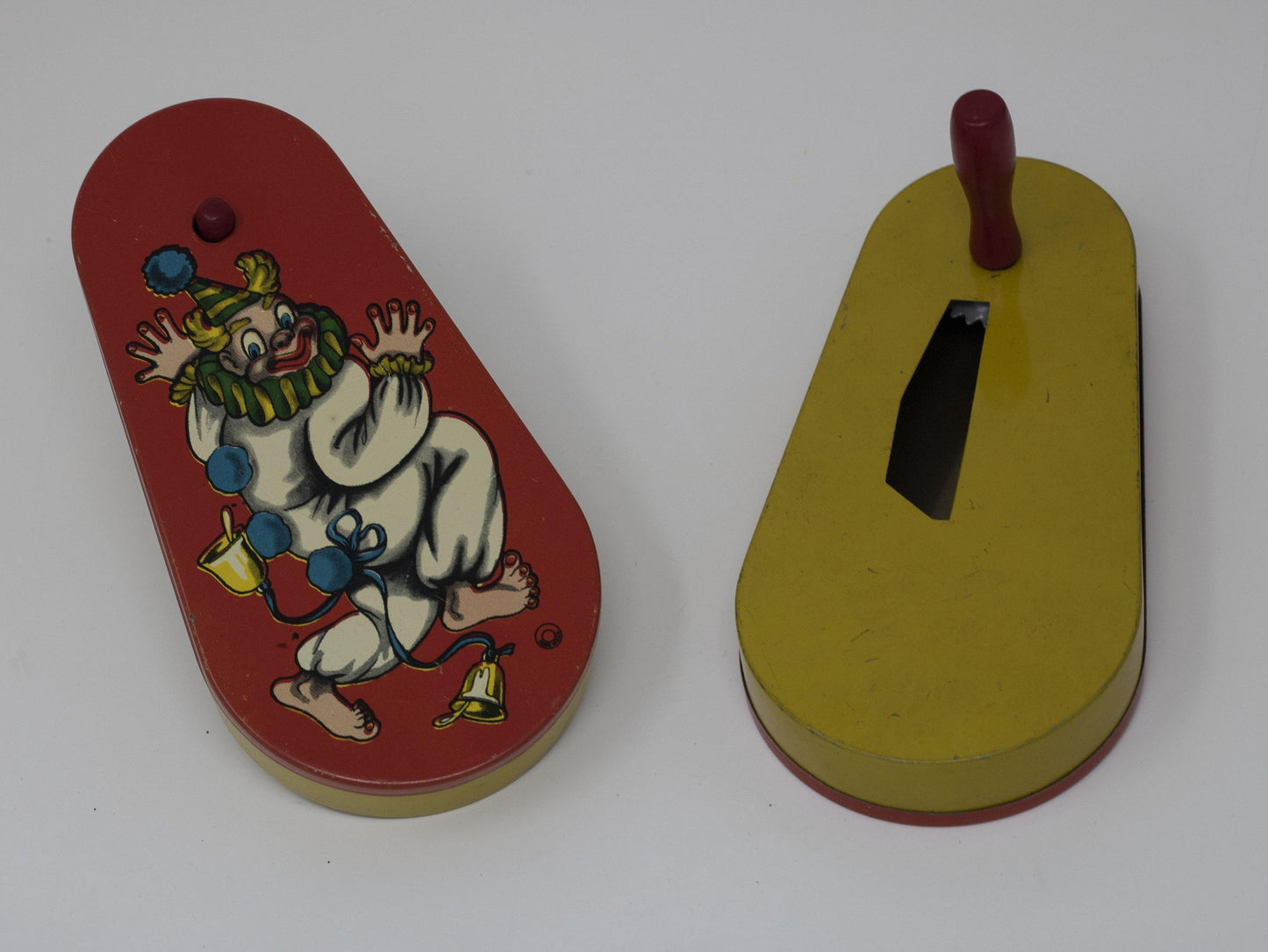 Set of 5 Vintage Circus Themed Litho Tin Metal Noisemakers - Curio Memento